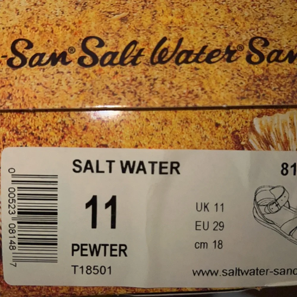 AUTH NIB Salt Water the Original Sandal Toddler Little Kids PEWTER